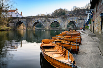 Rowing Boats below Elvet Bridge in Durham, which is a city in County Durham in the northeast of...