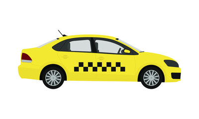 Fototapeta na wymiar Yellow taxi on a white background