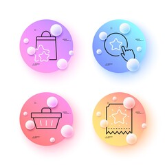 Loyalty ticket, Loyalty points and Shopping basket minimal line icons. 3d spheres or balls buttons. For web, application, printing. Bonus star, Bonus bags, Sale offer. Vector