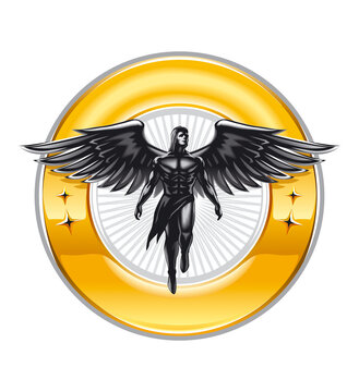 Black angel isolated template emblem