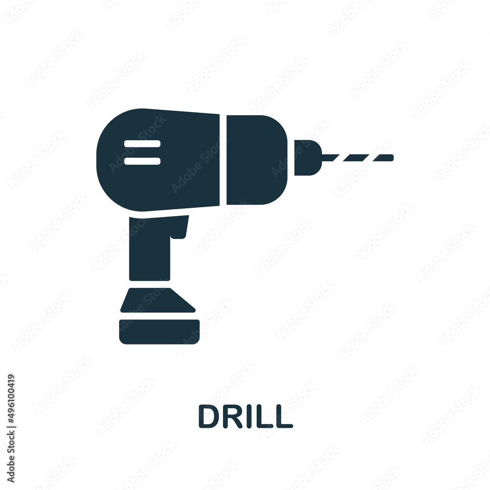 Poster drill icon. simple element from construction collection. creative drill icon for web design, templat