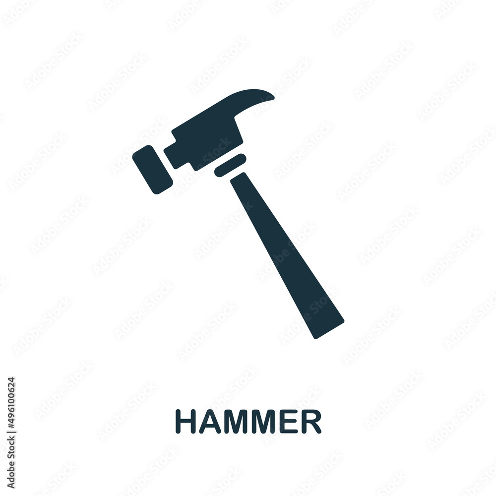 Poster hammer icon. simple element from construction collection. creative hammer icon for web design, templ
