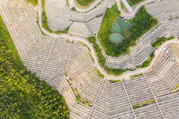 Aerial view of public cemetery, junk bay, hong kong, daytime