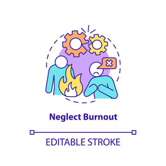 Neglect burnout concept icon. Feeling incompetent. Type of burnout abstract idea thin line illustration. Isolated outline drawing. Editable stroke. Arial, Myriad Pro-Bold fonts used