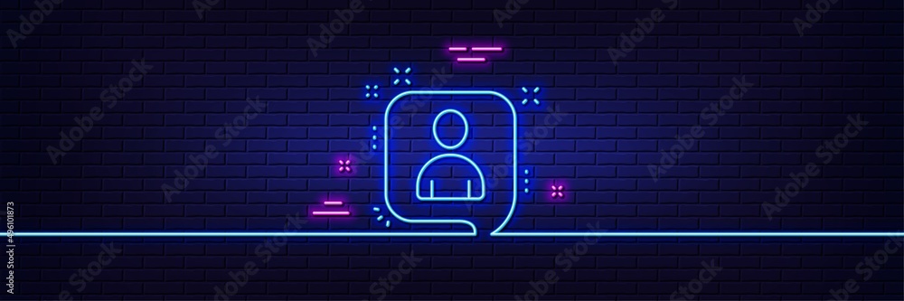 Poster neon light glow effect. developers chat line icon. business management sign. speech bubble symbol. 3