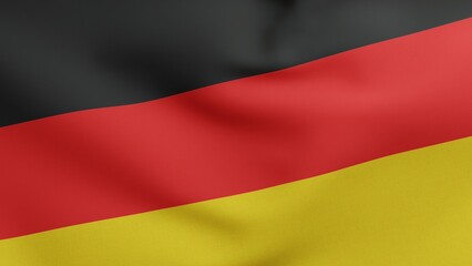 National flag of Germany waving 3D Render, Flagge Deutschlands with national colours of Germany, German Confederation and Weimar Republic, Federal Republic of Germany flag