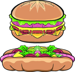 burger and hotdog food vector