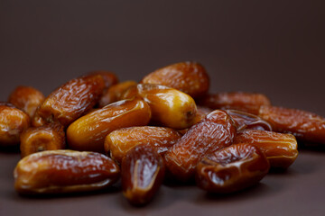 A bunch of ripe dried dates. Dried dates.