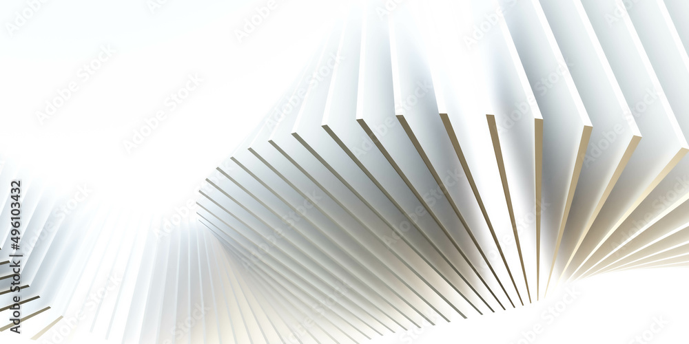 Poster abstract white geometric shape square cube sheets 3d render illustration