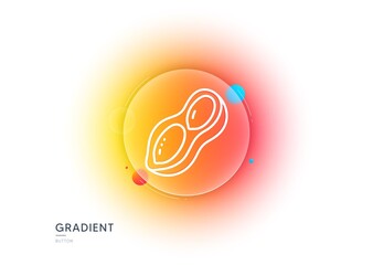 Obraz premium Peanut line icon. Gradient blur button with glassmorphism. Tasty nut sign. Vegan food symbol. Transparent glass design. Peanut line icon. Vector
