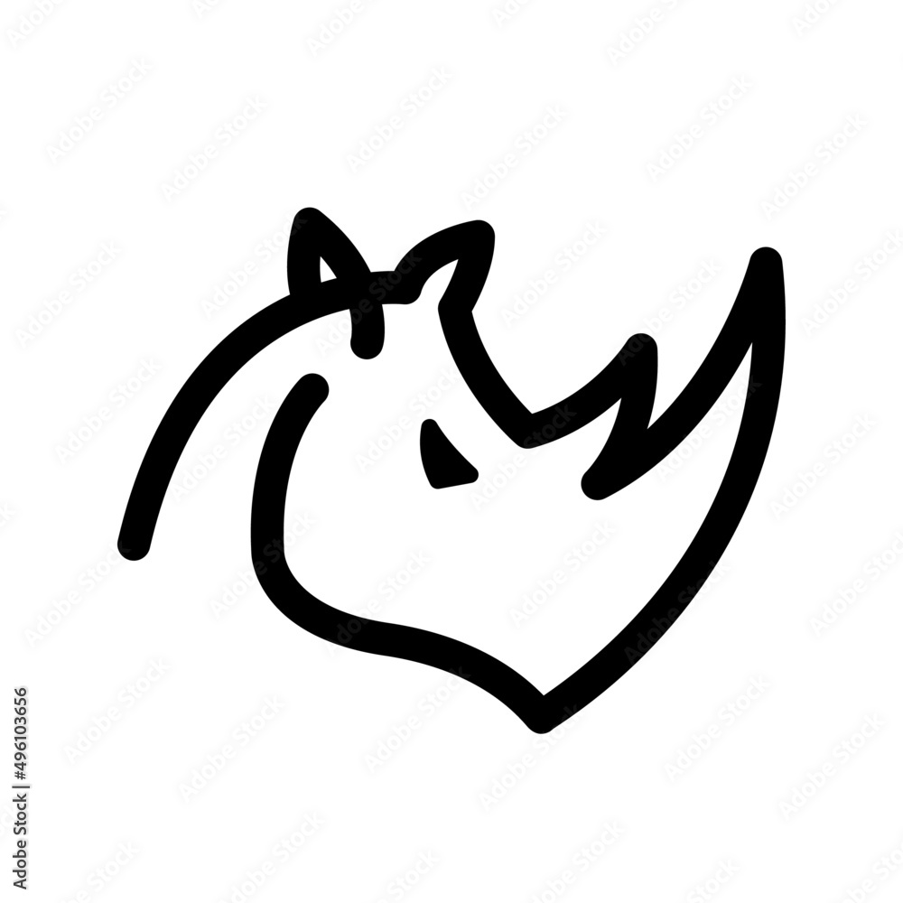 Wall mural rhino head minimal logo icon rhino line art vector illustration