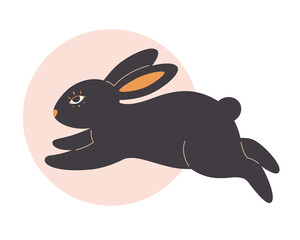 Cute rabbit. Year of the Rabbit. Mid autumn festival. Chinese horoscope. Hand drawn vector illustration