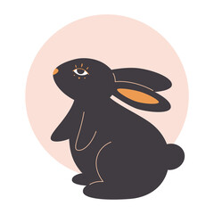 Cute rabbit. Year of the Rabbit. Mid autumn festival. Chinese horoscope. Hand drawn vector illustration