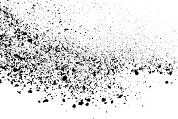 Fototapeta premium Black grainy texture isolated on white background. Dust overlay. Dark noise granules. Digitally generated image. Vector design elements. Illustration, Eps 10.