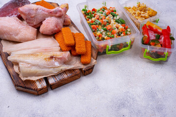 Set of various frozen products