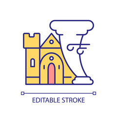 Protect architectural heritage against disaster RGB color icon. Accident safety. Monument reservation. Isolated vector illustration. Simple filled line drawing. Editable stroke. Arial font used