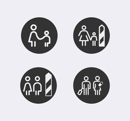 Immigration, refugees line icon set