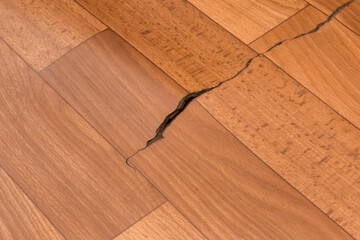 Broken torn linoleum old rubber PVC floor damage material, flooring repair