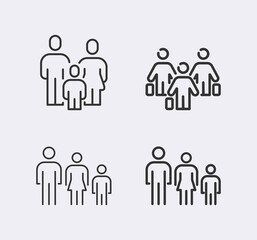 Immigration, refugees line icon set