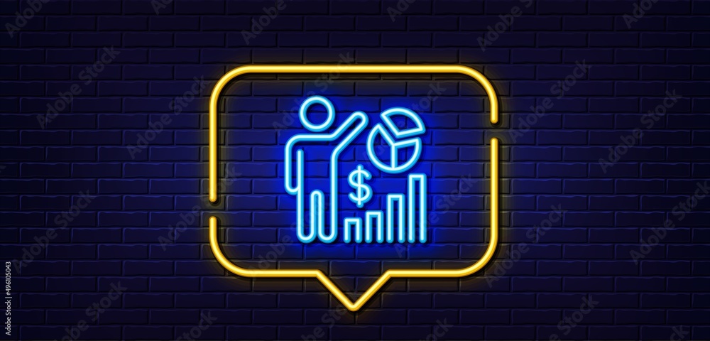 Poster neon light speech bubble. seo statistics line icon. search engine optimization sign. analytics chart