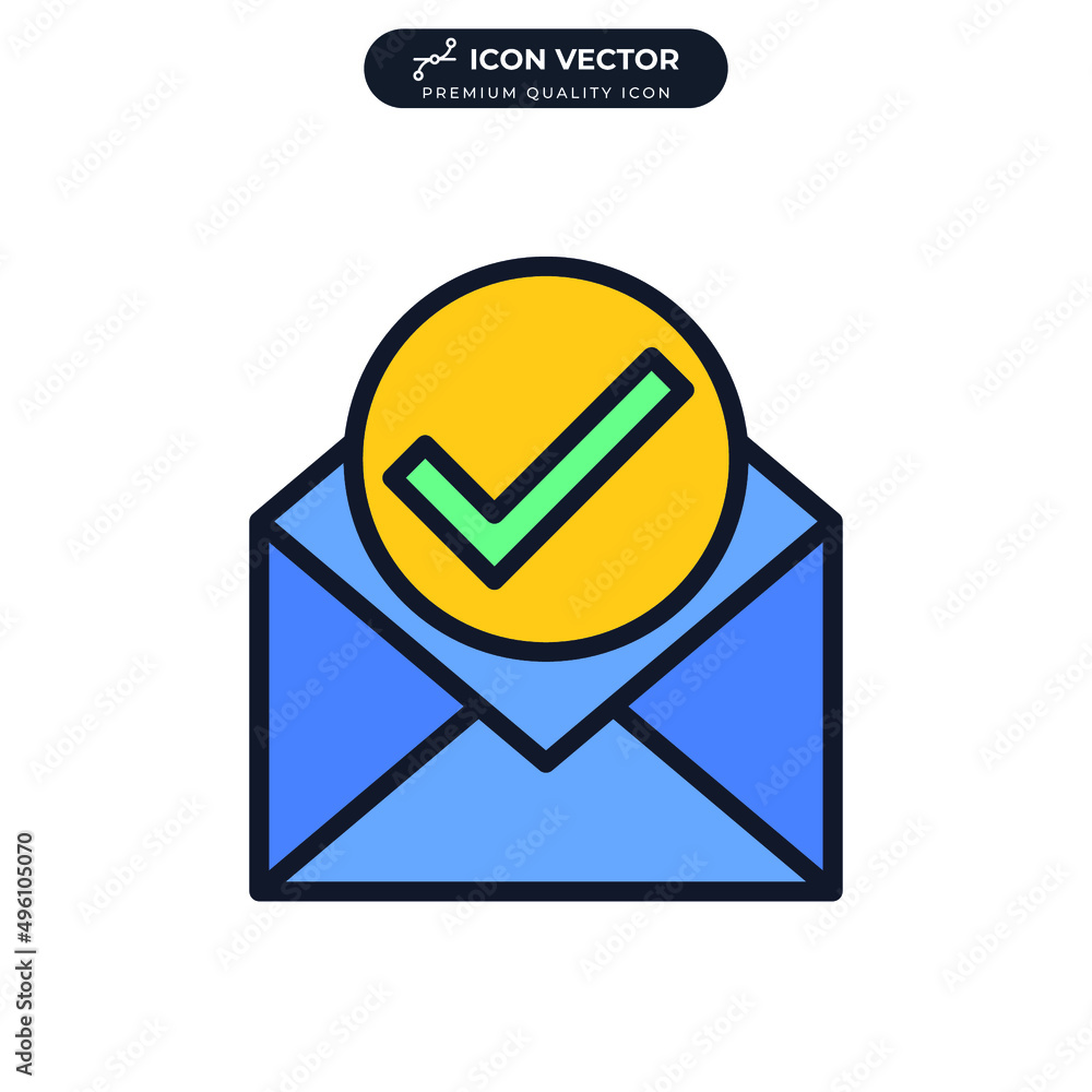 Poster email and check marks icon symbol template for graphic and web design collection logo vector illustr