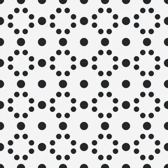 Small and large black dots creating a simple pattern.