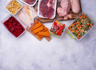 Set of various frozen products