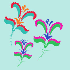 Naklejka premium Stylized colored floral. Hand drawn.