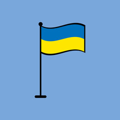 Ukraine flag vector hanging on a flagpole