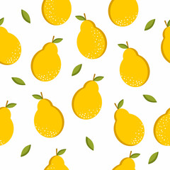 Seamless pattern with yellow pear