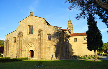 Iglesia Colegiata de Santa María de Iria Flavia (Igrexa de Santa María) en Padrón, provincia de La Coruña, comarca del Sar, Galicia, España. 