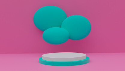 3d podium for products, geometry circles, 3d rendering.