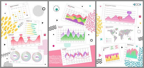 Infographic chart vector template. Annual statistics curve graph design. Market data diagrams. Graphic information visualization and analysis. Statistical indicators and frequency of data changes