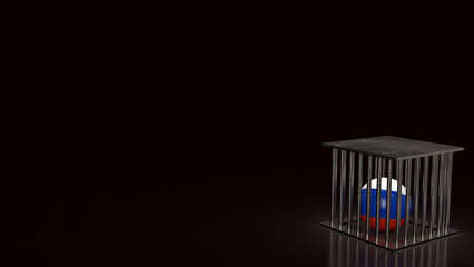 Russia ball in cage for sanction concept 3d rendering.