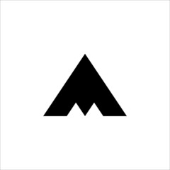 initial logo M with mountain in black color logo
