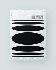Abstract Poster Design. Vertical A4 format. Modernism brochure. Refraction and Distortion Glass Effect. Minimal illustration brutalism inspired.