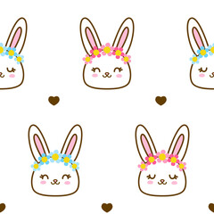 Seamless pattern with cute rabbit head for happy Easter design