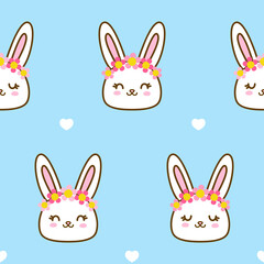 Seamless pattern with cute rabbit head for happy Easter design 2