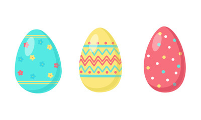 Easter eggs with ornament isolated on a white background. Vector illustration