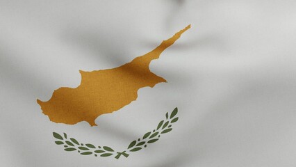 National flag of Cyprus waving 3D Render, Republic of Cyprus flag textile, simea tis Kipru or Kibris bayragi designed by Ismet Guney, cyprus independence day