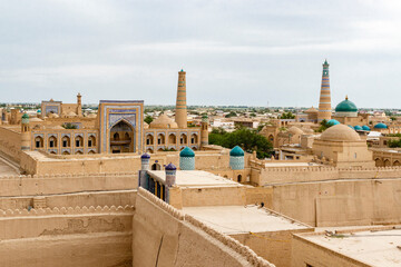 View over the historical city of Khiva in Uzbekistan, Central Asia