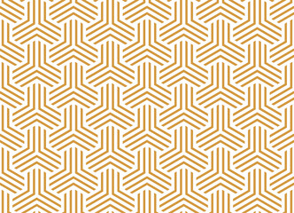 Abstract geometric pattern with stripes, lines. Seamless vector background. White and gold ornament. Simple lattice graphic design