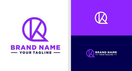 QK LOGO MONOGRAM LINE MODERN EDITABLE