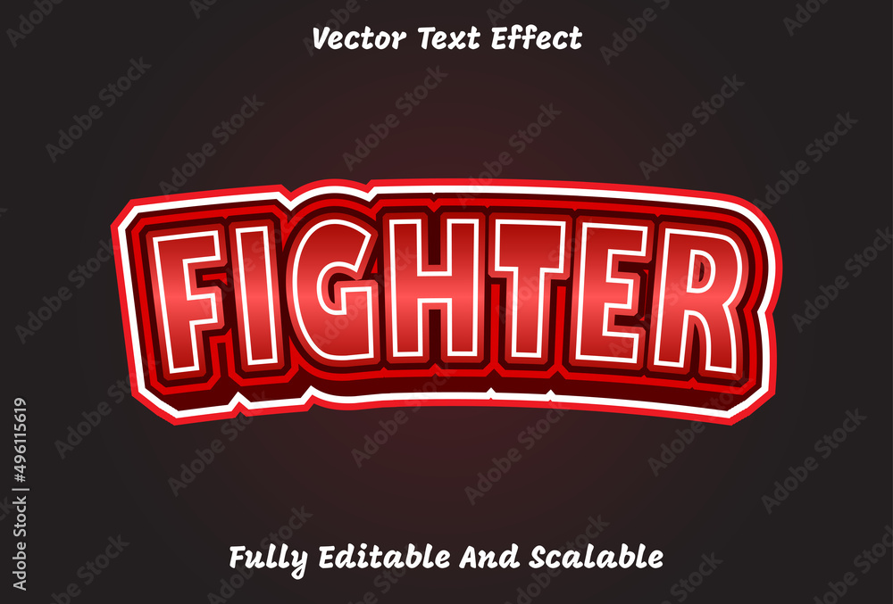 Poster red and black color fighting text effect editable.