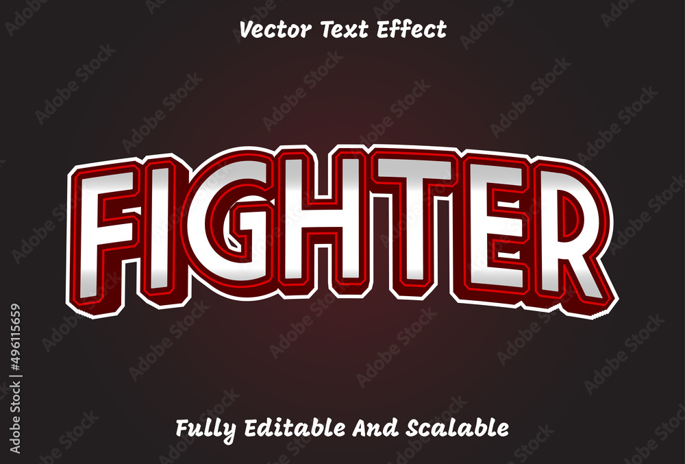 Poster red and silver color fighting text effect editable.