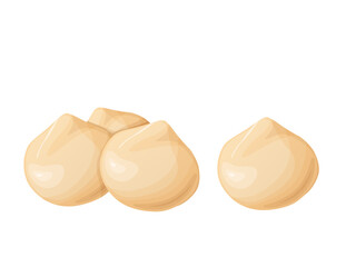 Macadamia nuts. Australian nut, healthy food. Whole and cracked nuts.