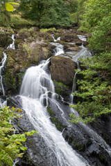 Fototapeta na wymiar Rhaeadr Ewynnol (Swallow Falls) waterfall, close to the town of Betws-y-Coed. In Snowdonia National Park, north Wales