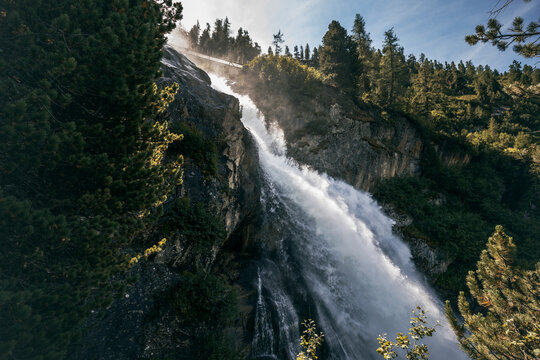 rutor waterfall in the mountains