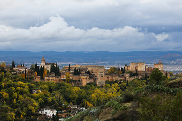 Fototapeta na wymiar view on Alhambra palace, Granada, Spain