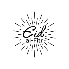 creative Eid al-fitr lettering with script font and star burst.
